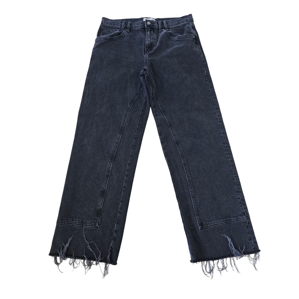 We The Free Dark Wash Wide Leg Raw Hem Jeans Size 30